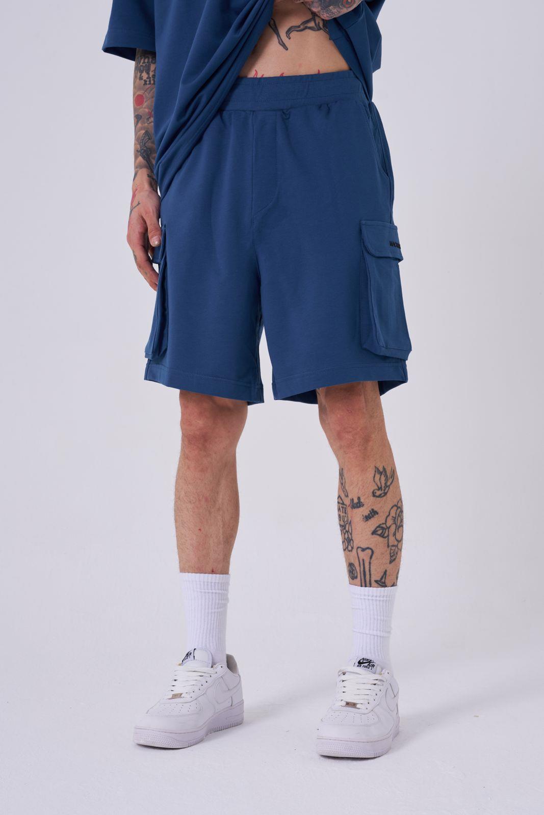 Erkek Kargo Basic Oversize Şort Indigo