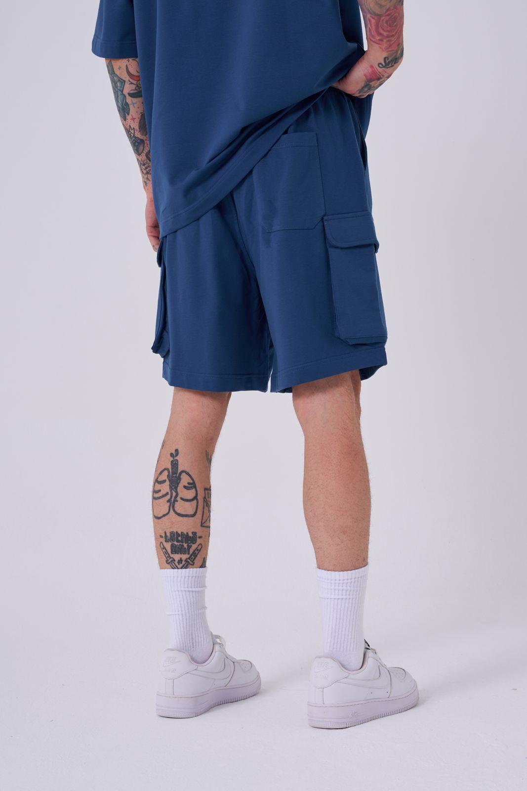 Erkek Kargo Basic Oversize Şort Indigo