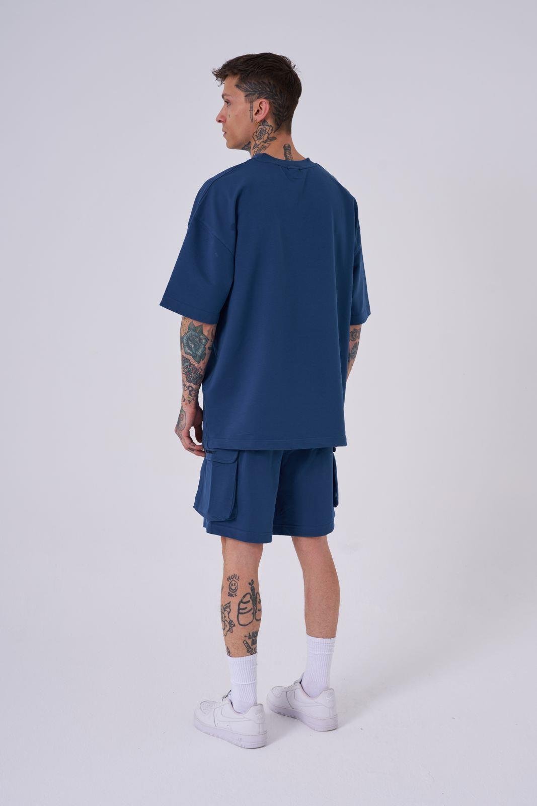 Erkek Kargo Basic Oversize Şort Indigo