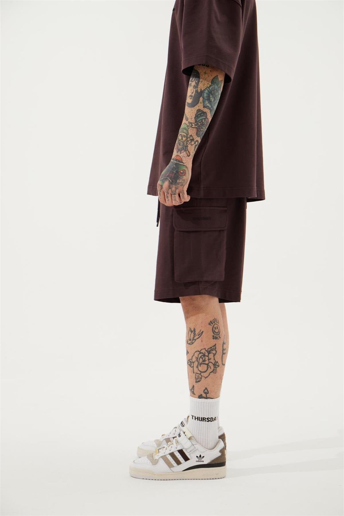 Erkek Kargo Basic Oversize Şort Kahverengi