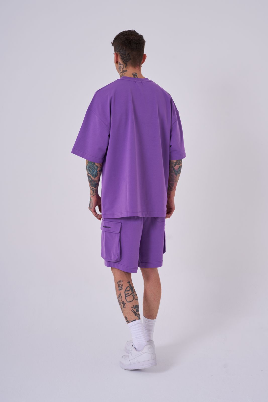 Erkek Kargo Basic Oversize Şort Mor
