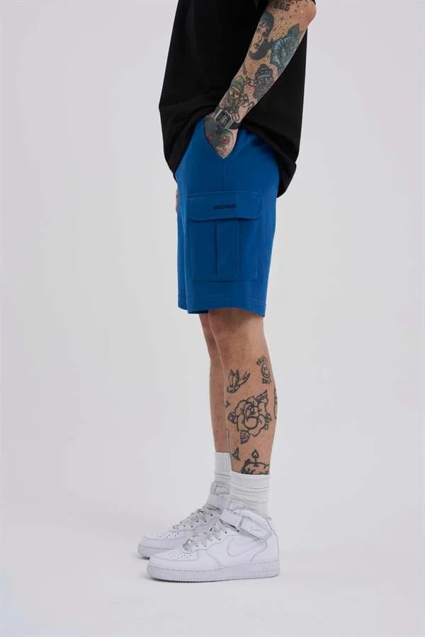 Erkek Kargo Cepli Basic Relaxed Şort Indigo