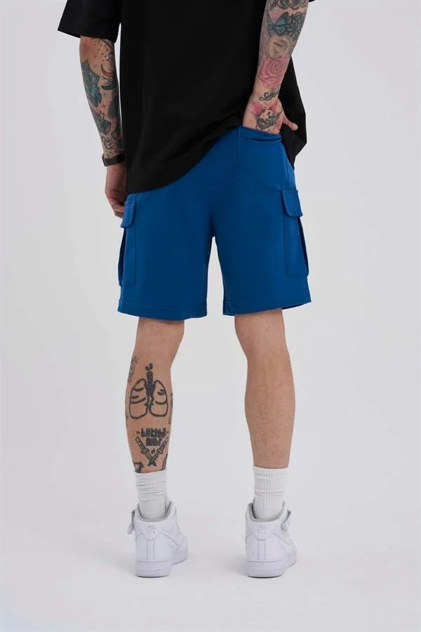 Erkek Kargo Cepli Basic Relaxed Şort Indigo