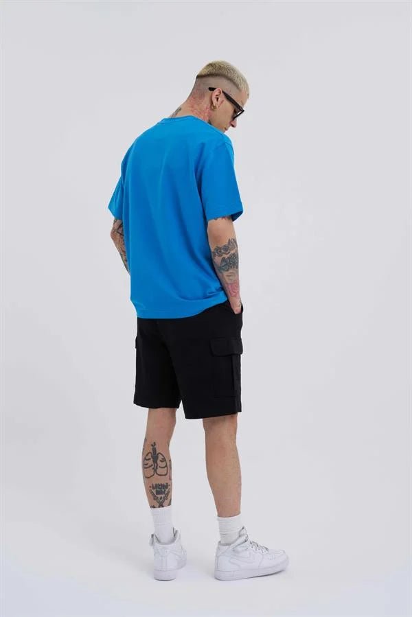Erkek Kargo Cepli Basic Relaxed Şort Siyah