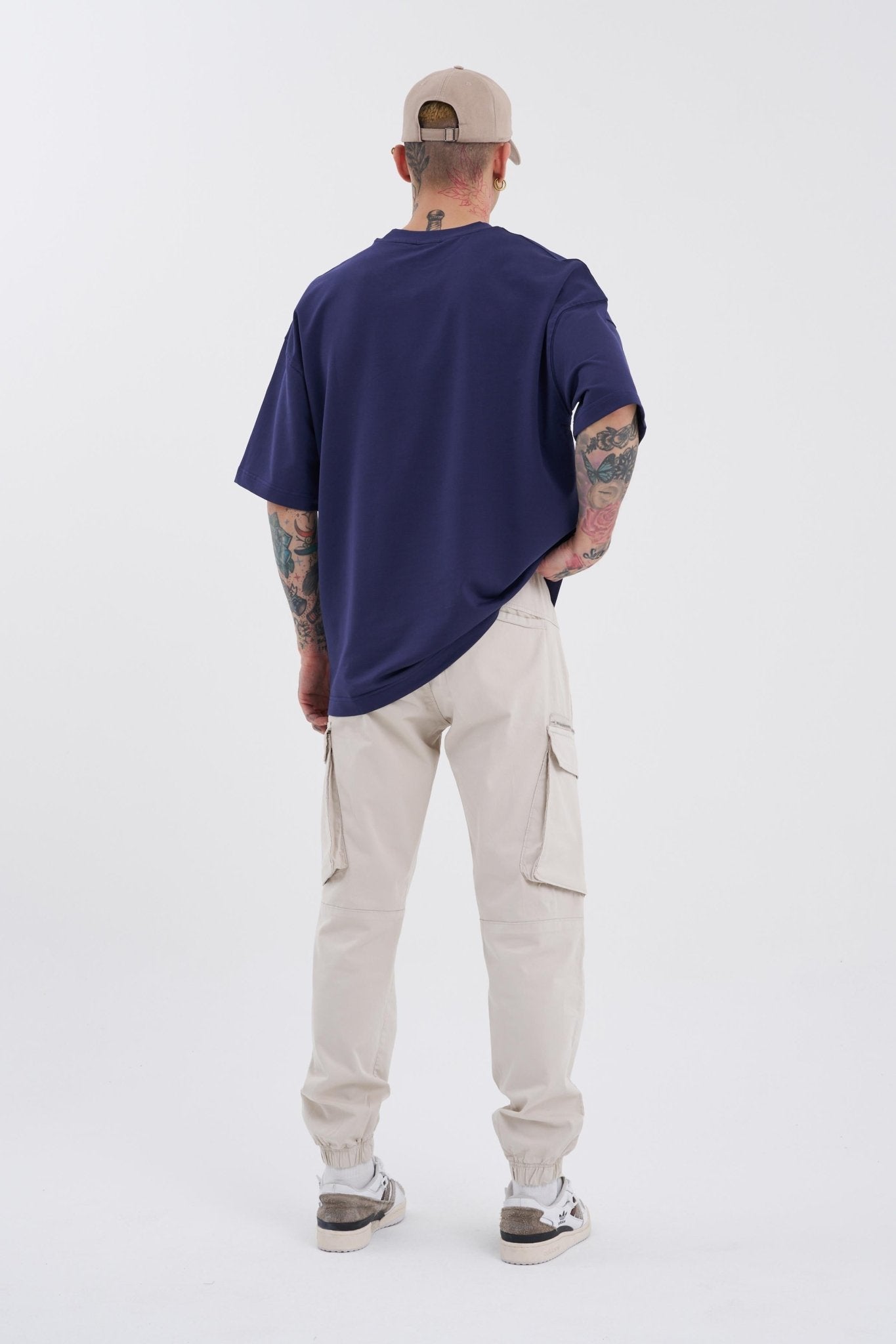 Erkek Kargo Cepli Jogger Jean Ekru