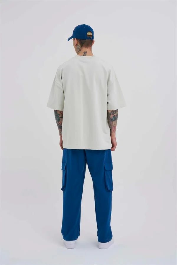Erkek Kargo Cepli Oversize Baggy Eşofman Altı Indigo