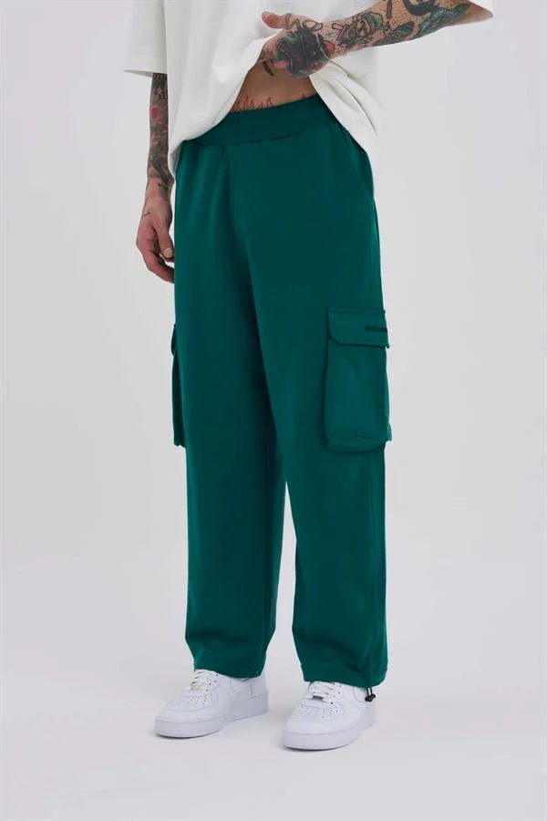 Erkek Kargo Cepli Oversize Baggy Eşofman Altı Yağ Yeşili