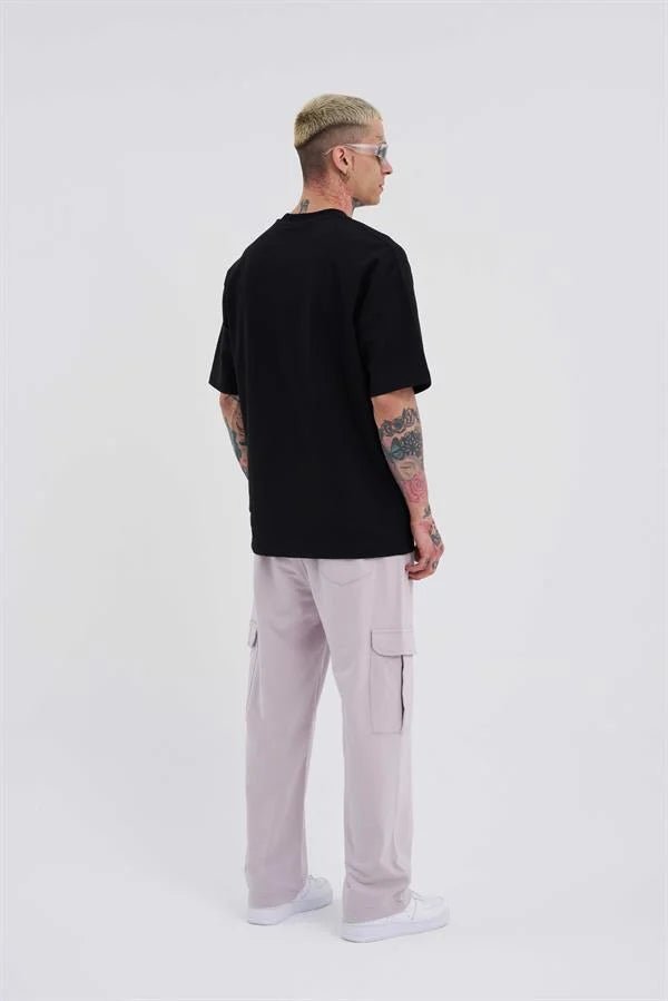 Erkek Kargo Cepli Relaxed Baggy Eşofman Altı İnci Gri