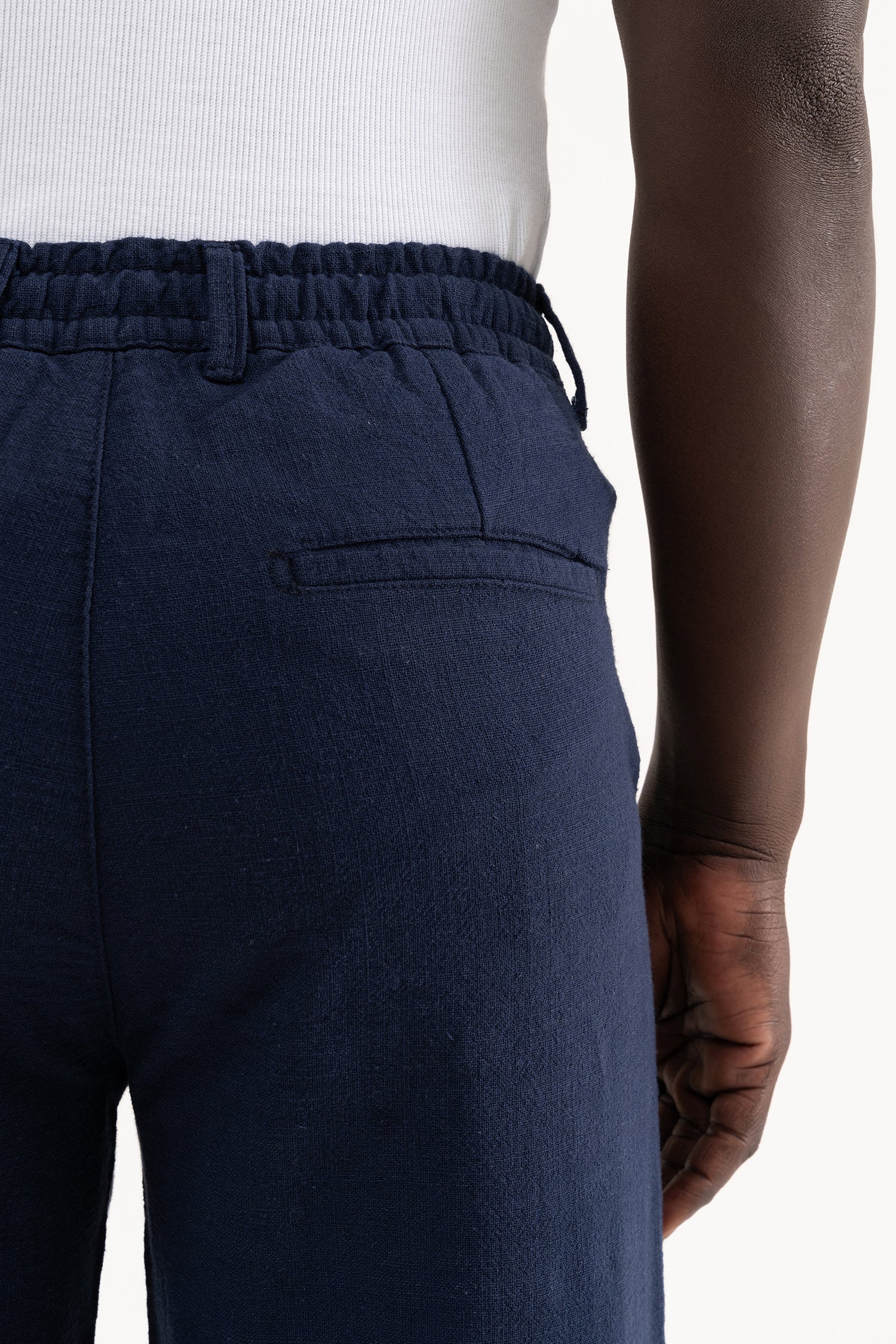 Erkek Keten Bağcıklı Pantolon Lacivert-5