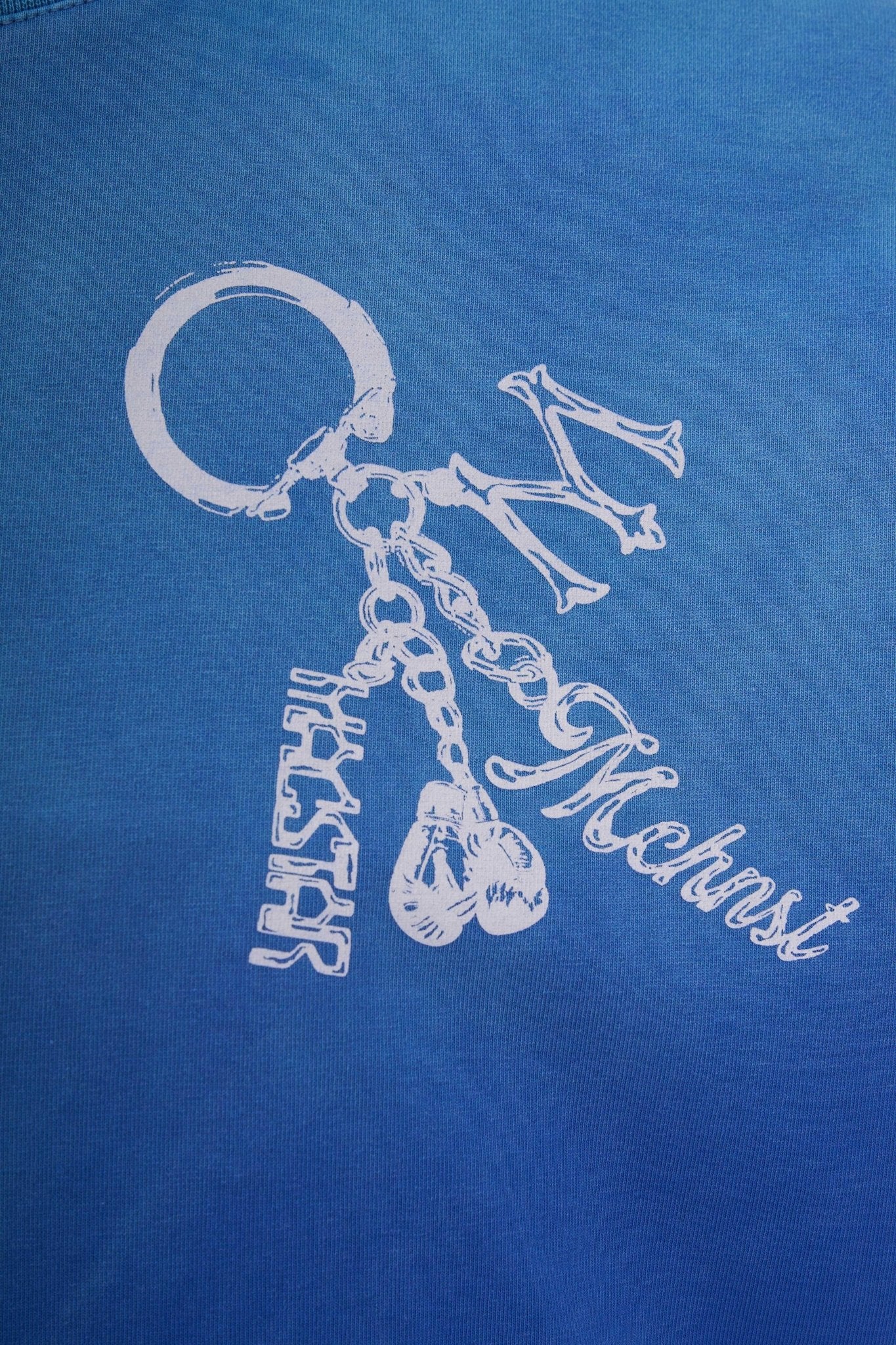 Erkek Keychain Printed Yikamali Oversi̇ze Ti̇şört Açık Mavi