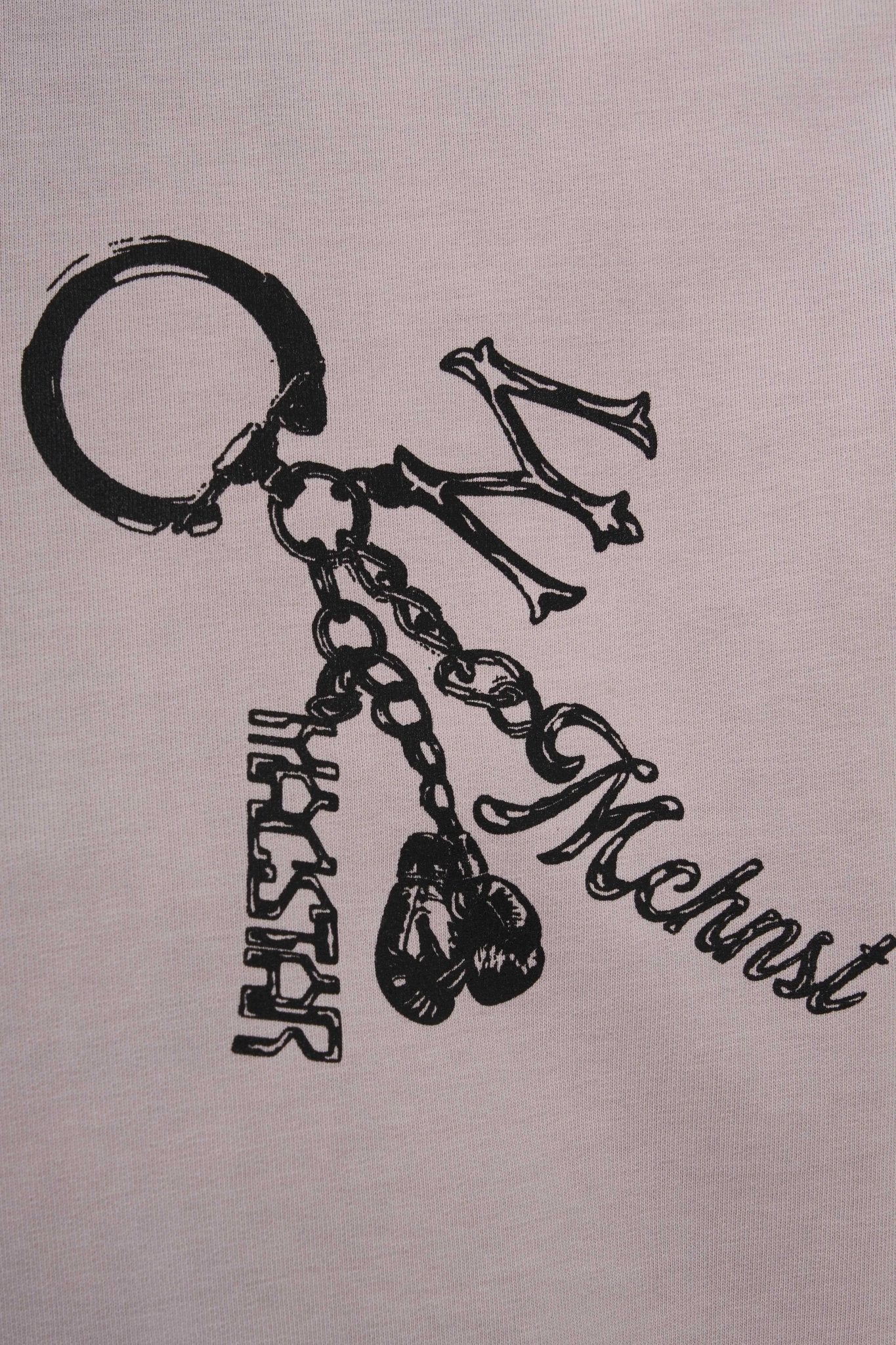 Erkek Keychain Printed Yikamali Oversi̇ze Ti̇şört Koyu Bej