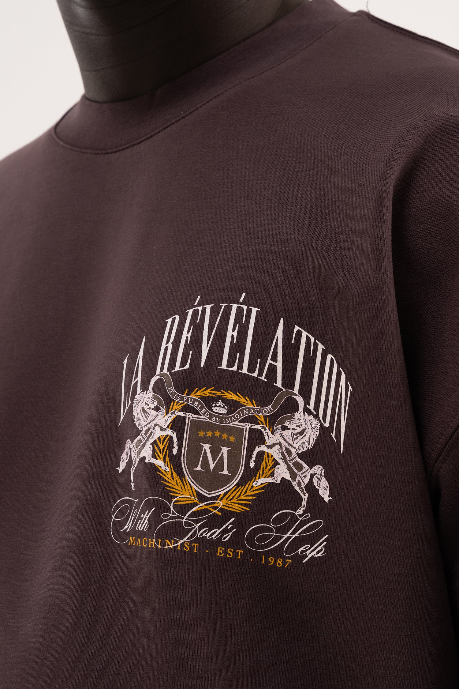 Erkek La Revelation Printed Oversi̇ze Ti̇şört Kahverengi-7
