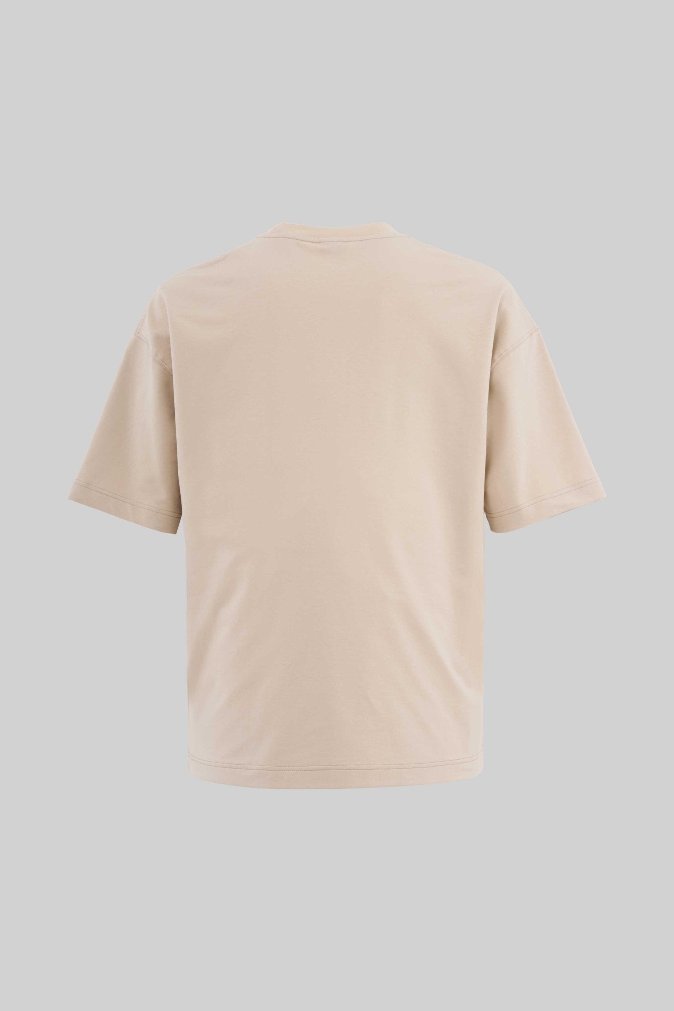 Erkek Label and Print Pocket Oversize Tişört Açık Bej