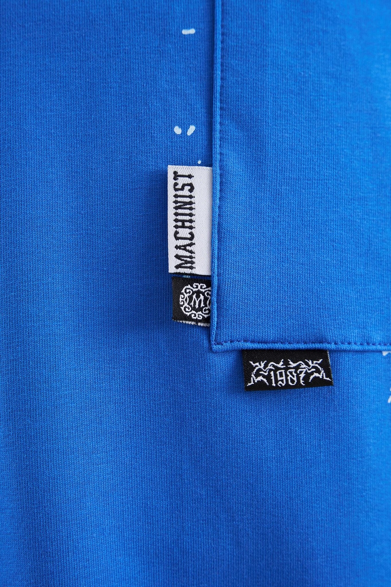 Erkek Label and Print Pocket Oversize Tişört Açık Mavi