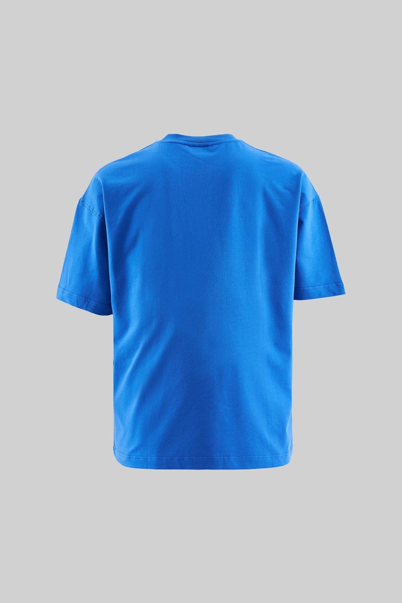 Erkek Label and Print Pocket Oversize Tişört Açık Mavi