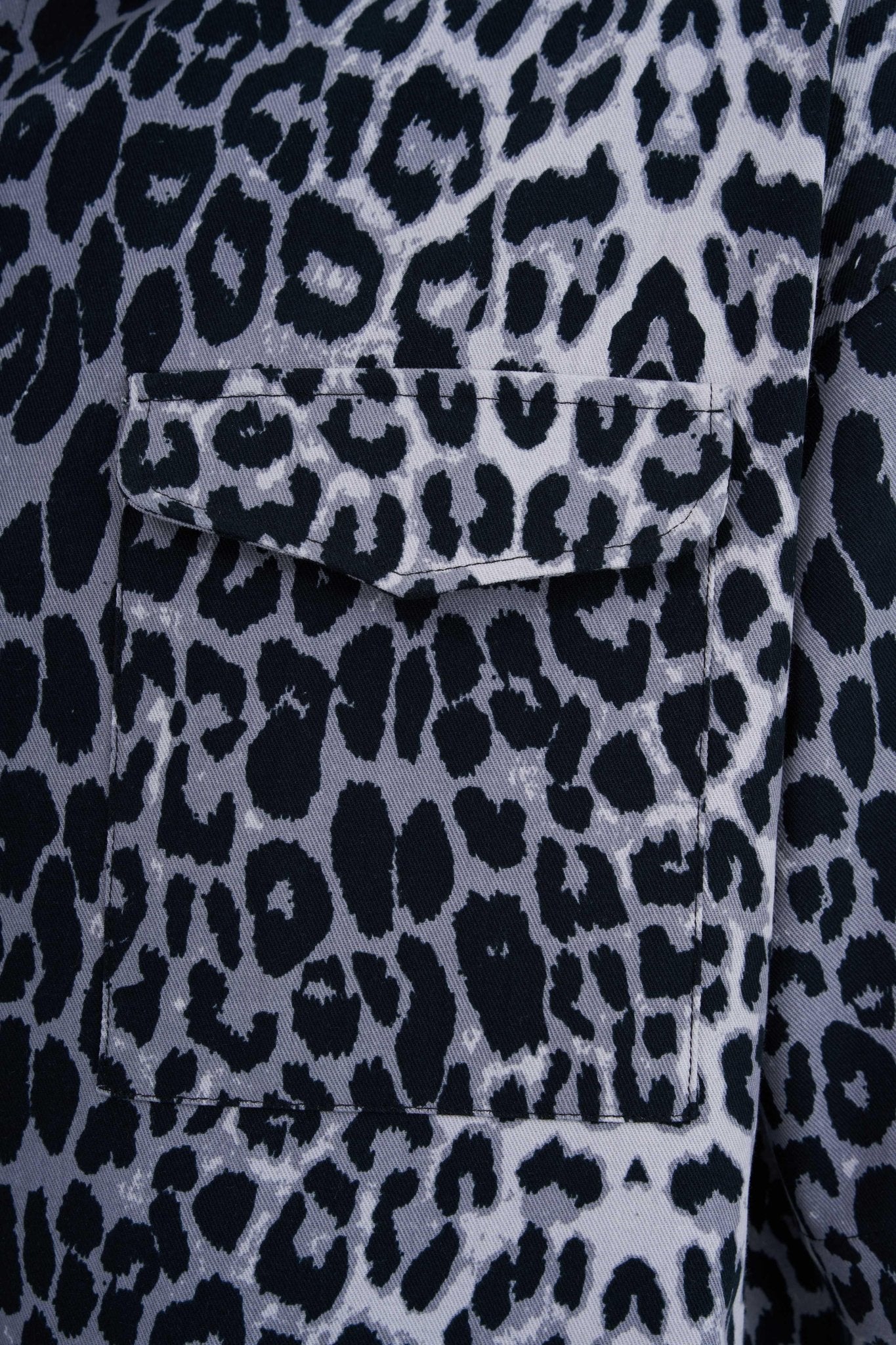 Erkek Leopard Patterned Gömlek Siyah