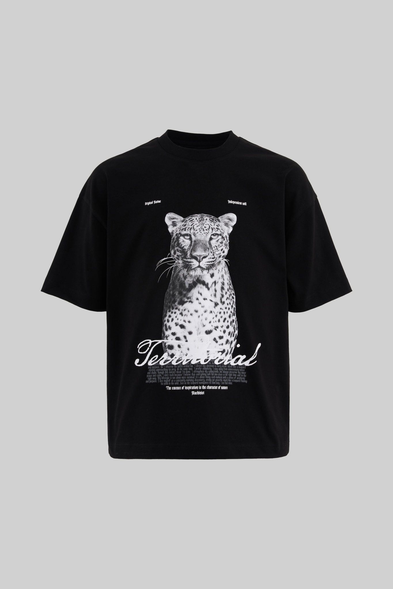 Erkek Leopard Printed Oversi̇ze Ti̇şört Siyah