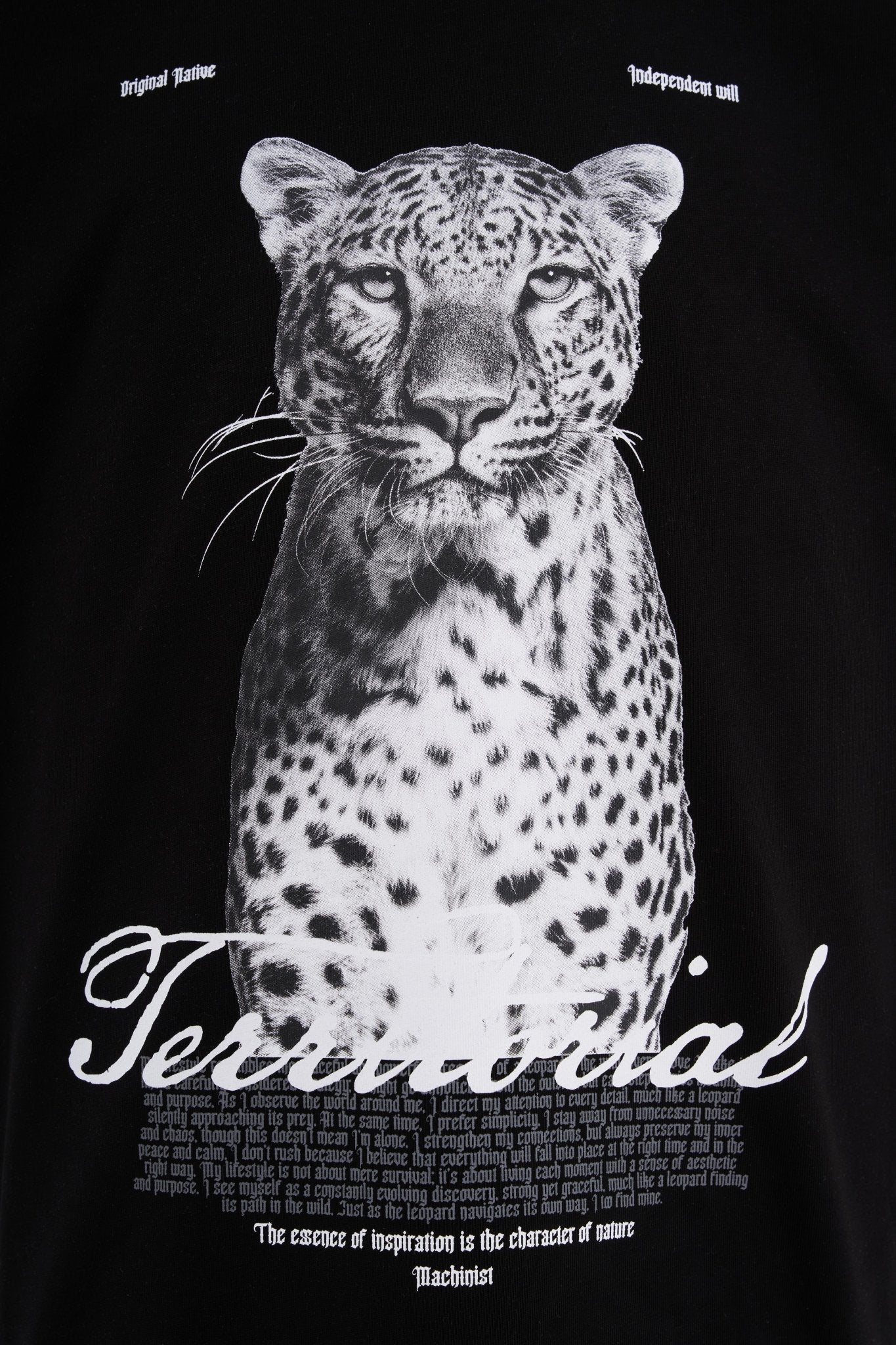 Erkek Leopard Printed Oversi̇ze Ti̇şört Siyah