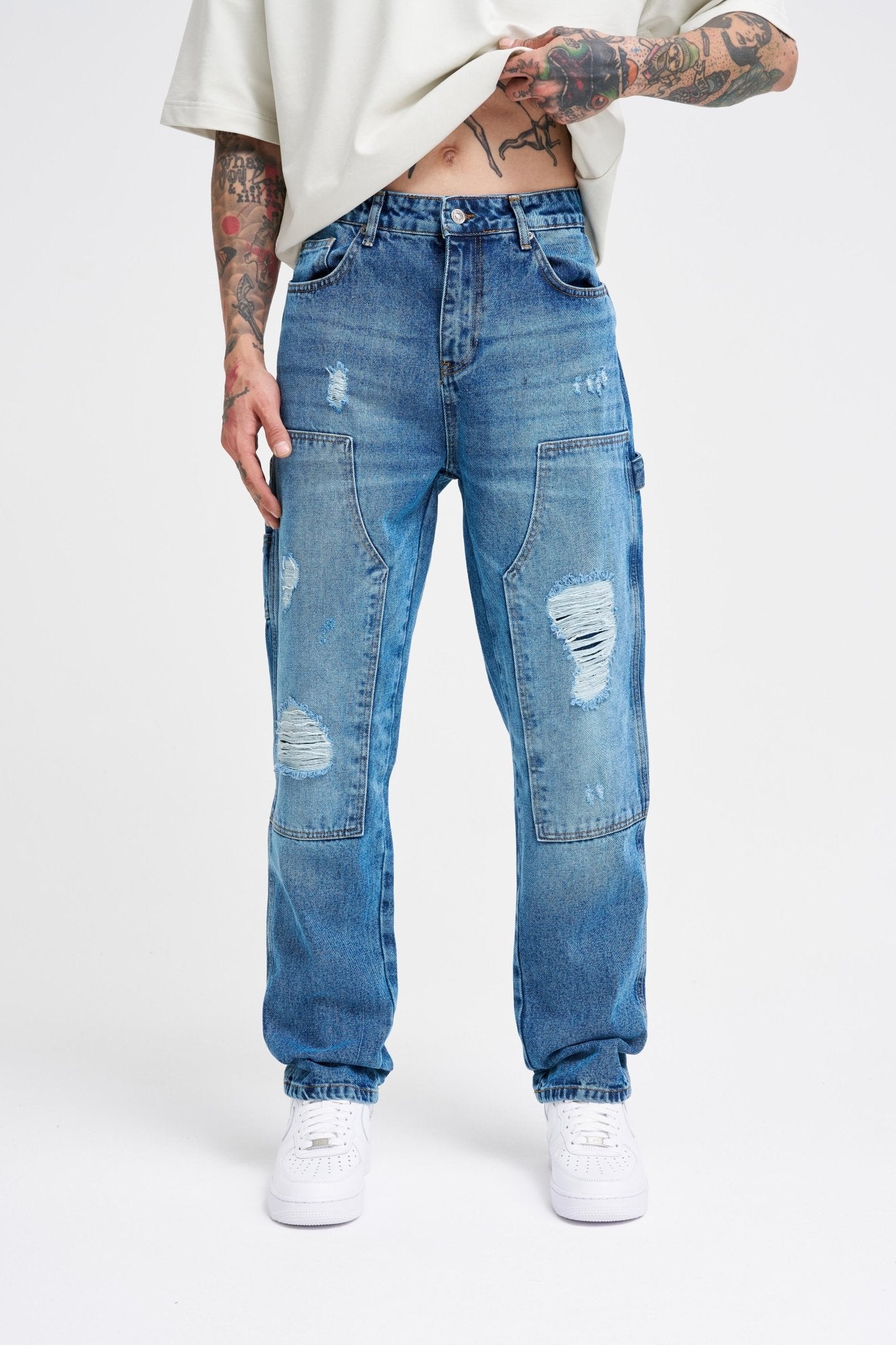 Erkek Loose Fit Jean Pantolon Mavi