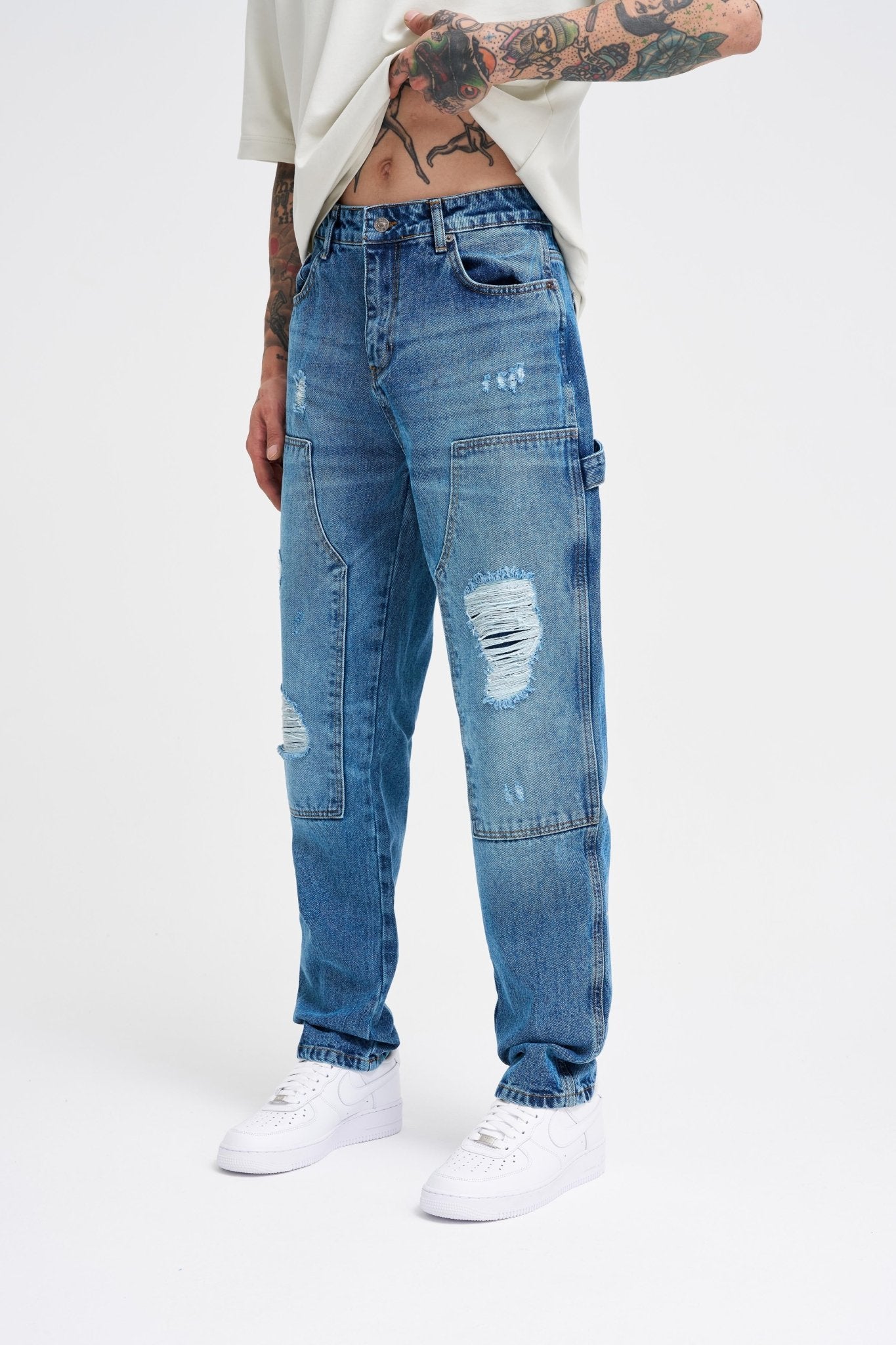 Erkek Loose Fit Jean Pantolon Mavi