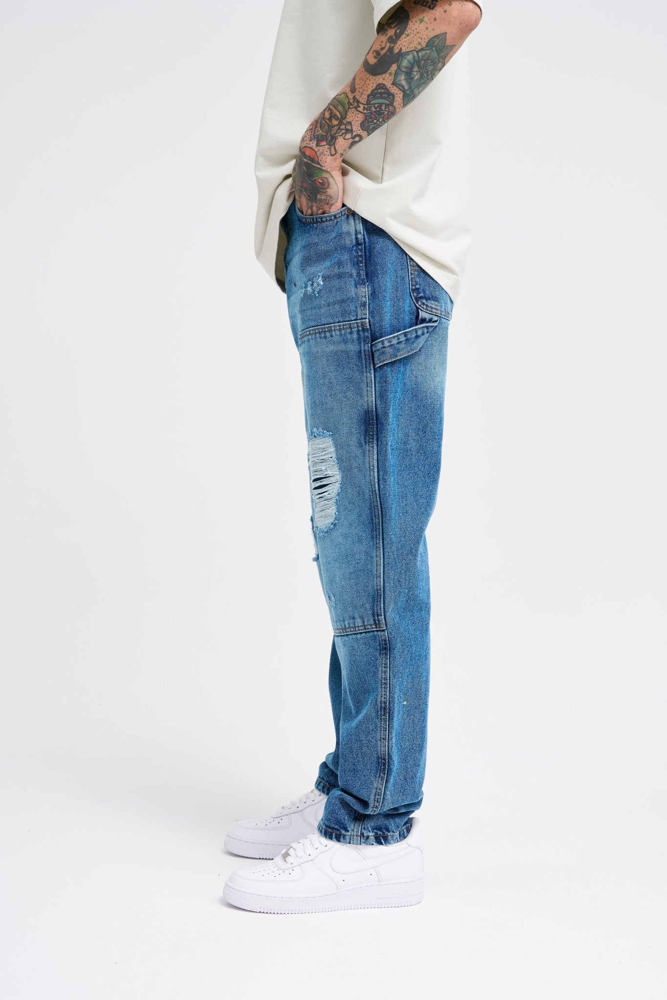 Erkek Loose Fit Jean Pantolon Mavi