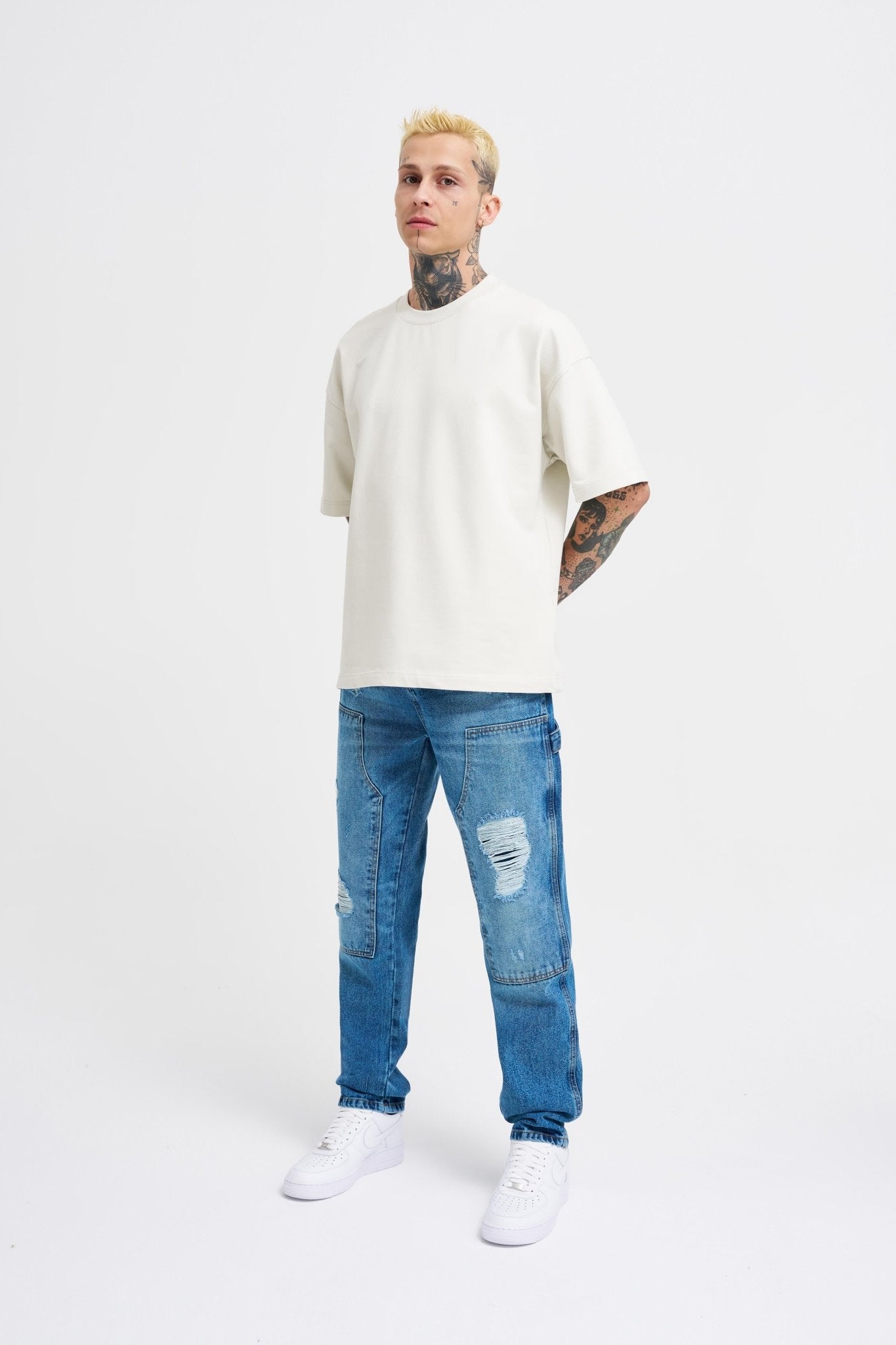 Erkek Loose Fit Jean Pantolon Mavi