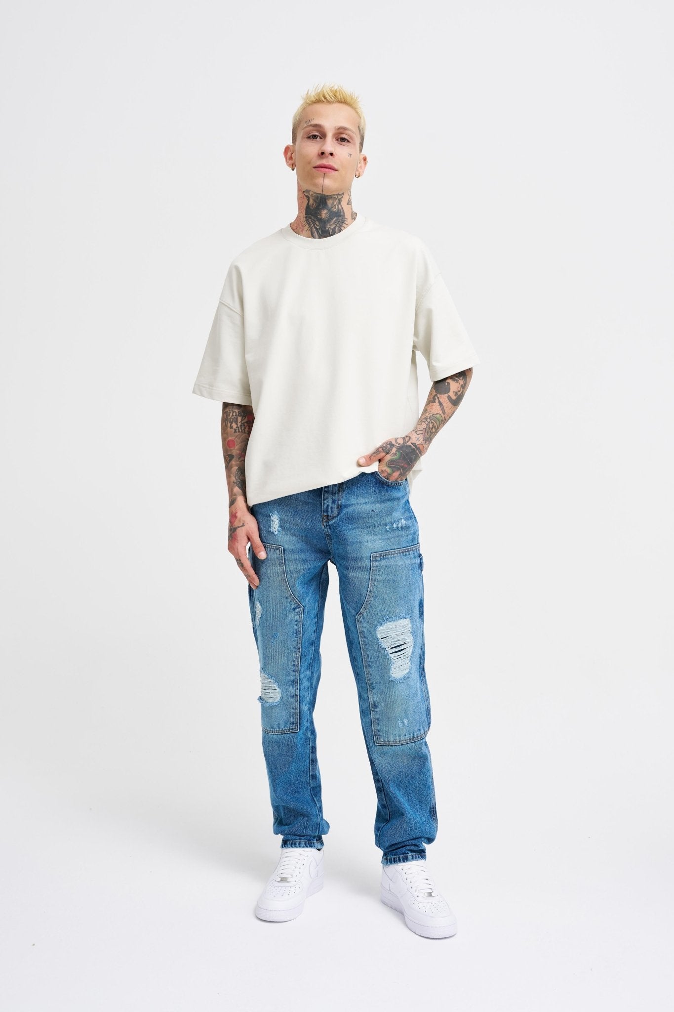 Erkek Loose Fit Jean Pantolon Mavi