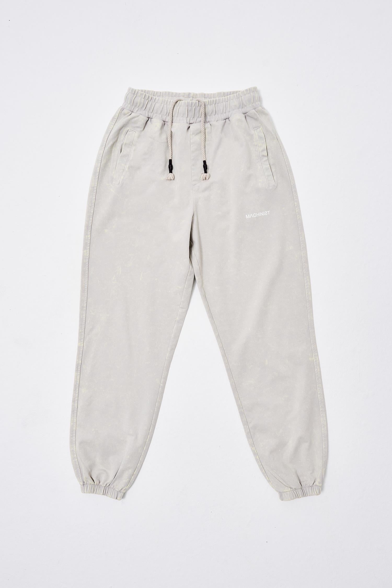 Erkek Luxury Basic Yıkamalı Jogger Eşofman Altı Açık Bej Efektli