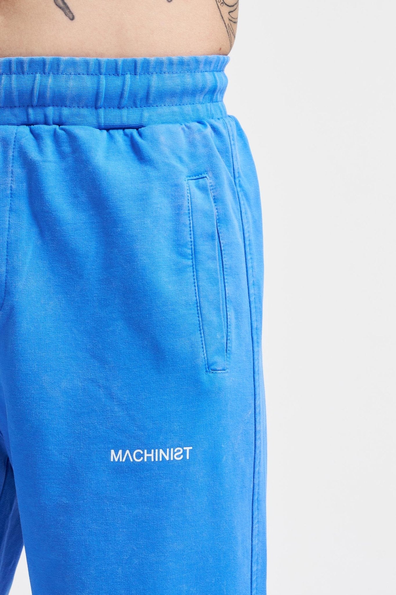 Erkek Luxury Basic Yıkamalı Jogger Eşofman Altı Açık Mavi Efektli