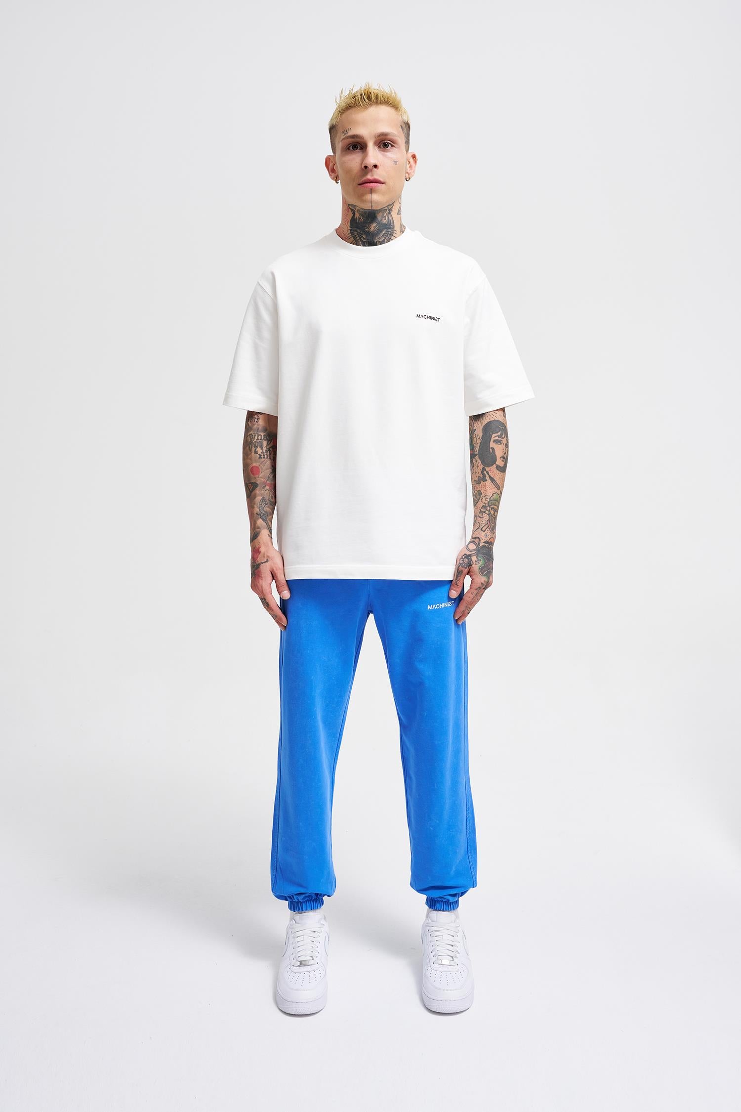 Erkek Luxury Basic Yıkamalı Jogger Eşofman Altı Açık Mavi Efektli