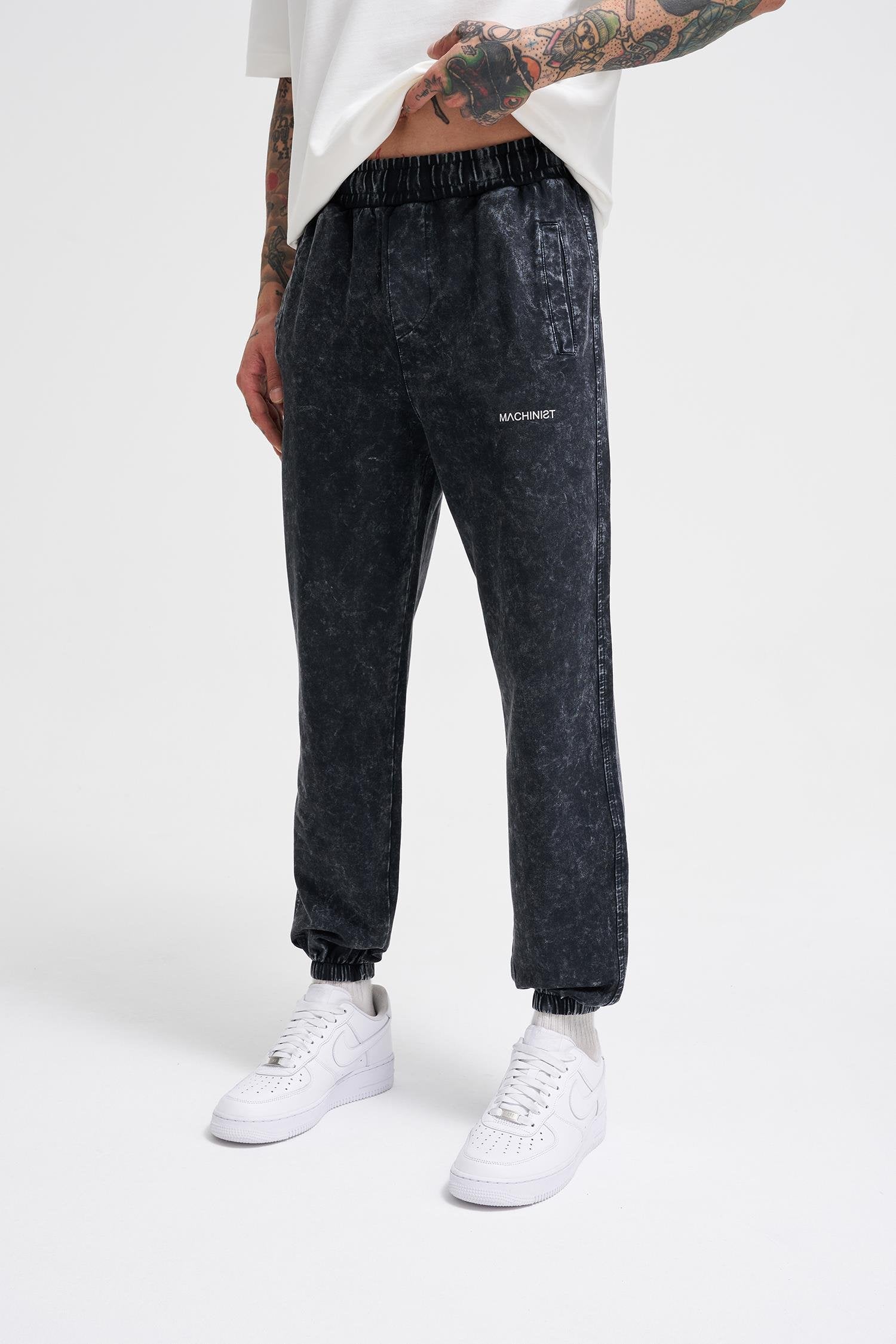 Erkek Luxury Basic Yıkamalı Jogger Eşofman Altı Antrasit Efektli