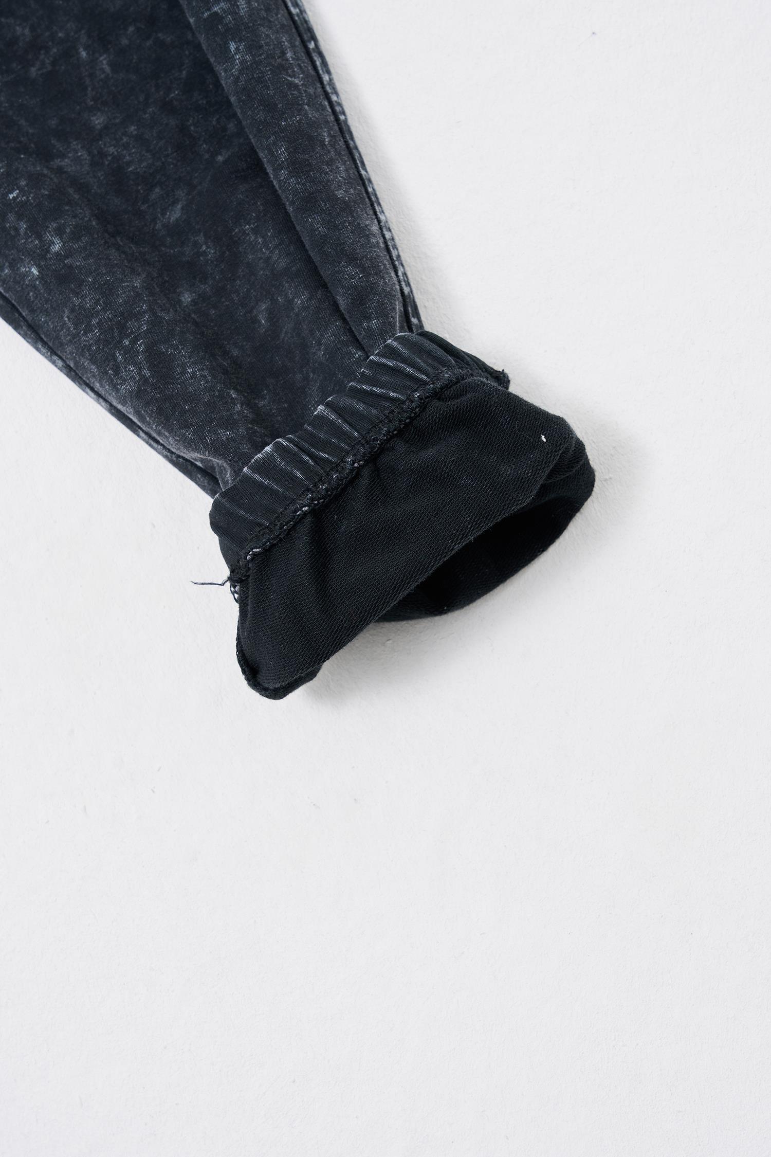 Erkek Luxury Basic Yıkamalı Jogger Eşofman Altı Antrasit Efektli