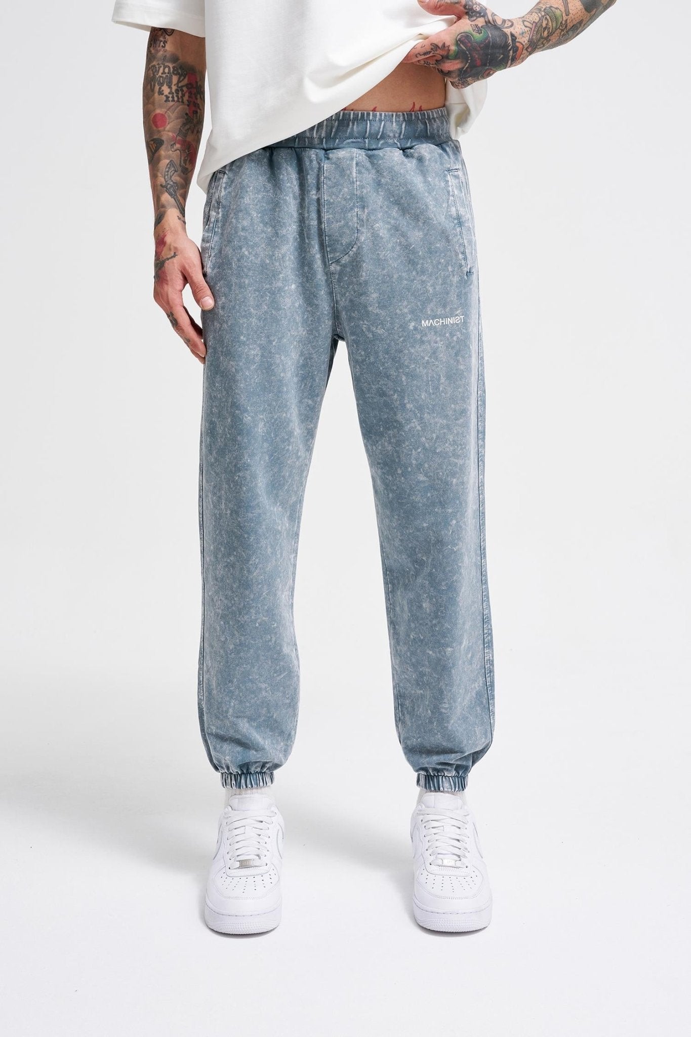 Erkek Luxury Basic Yıkamalı Jogger Eşofman Altı Gri Efektli