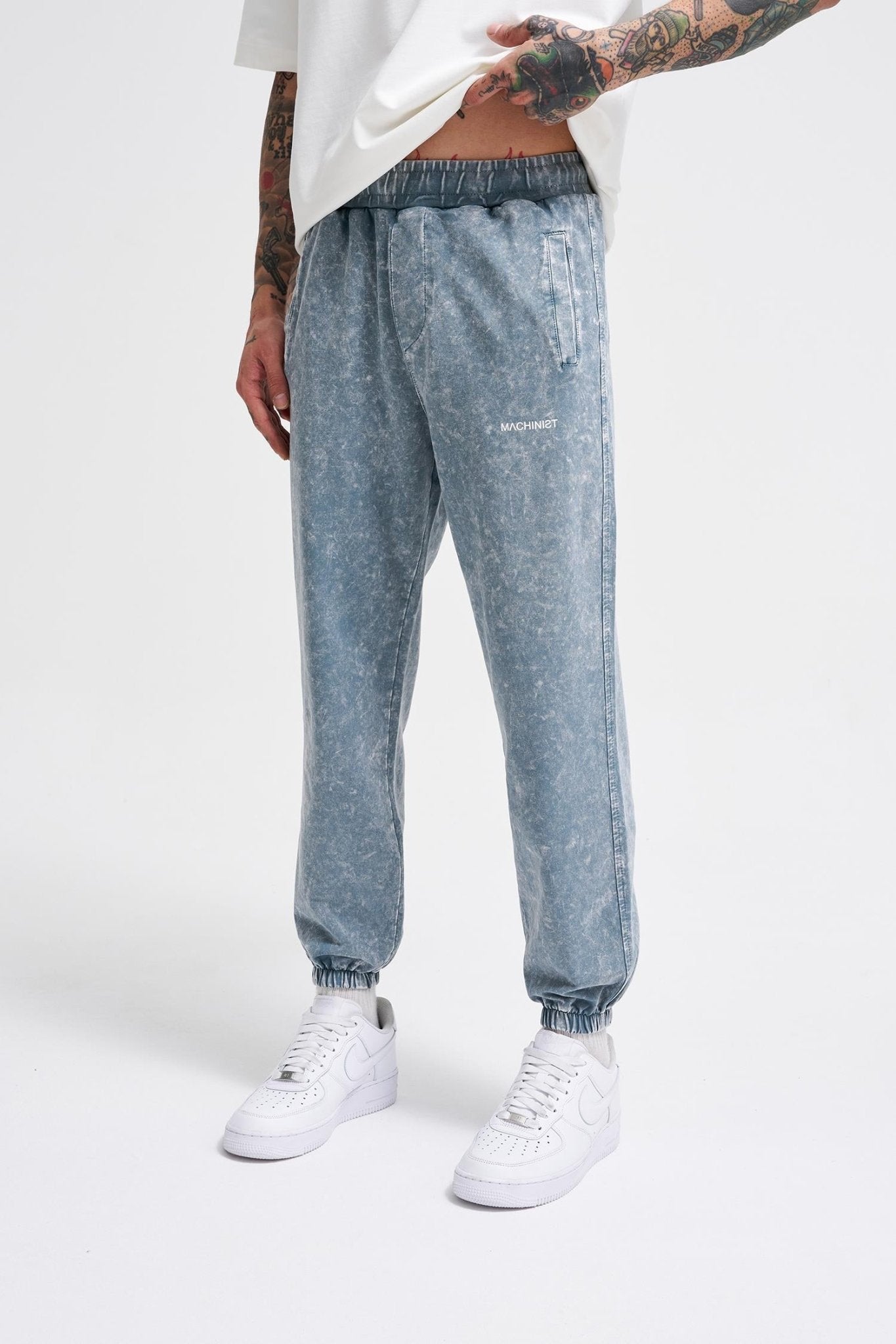 Erkek Luxury Basic Yıkamalı Jogger Eşofman Altı Gri Efektli