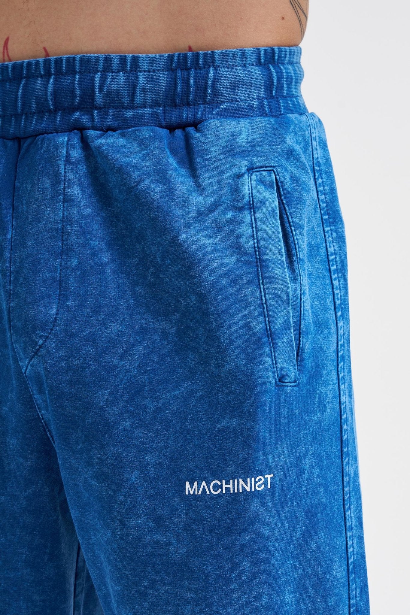 Erkek Luxury Basic Yıkamalı Jogger Eşofman Altı Indigo Efektli