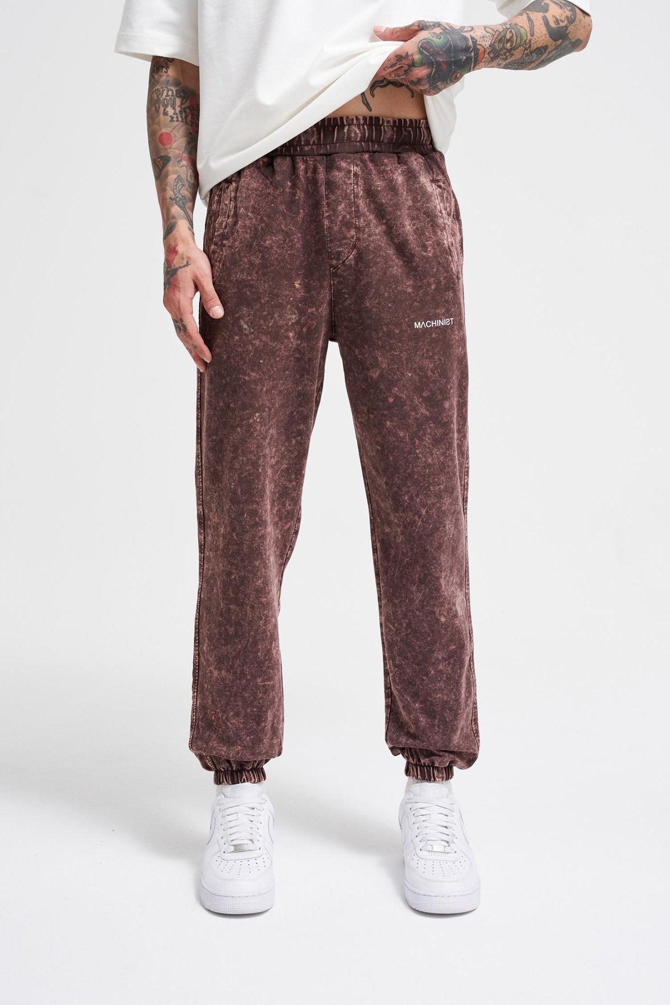 Erkek Luxury Basic Yıkamalı Jogger Eşofman Altı Kahverengi Efektli