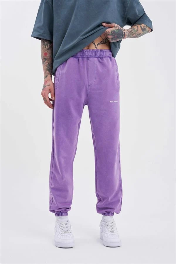 Erkek Luxury Basic Yıkamalı Jogger Eşofman Altı Mor