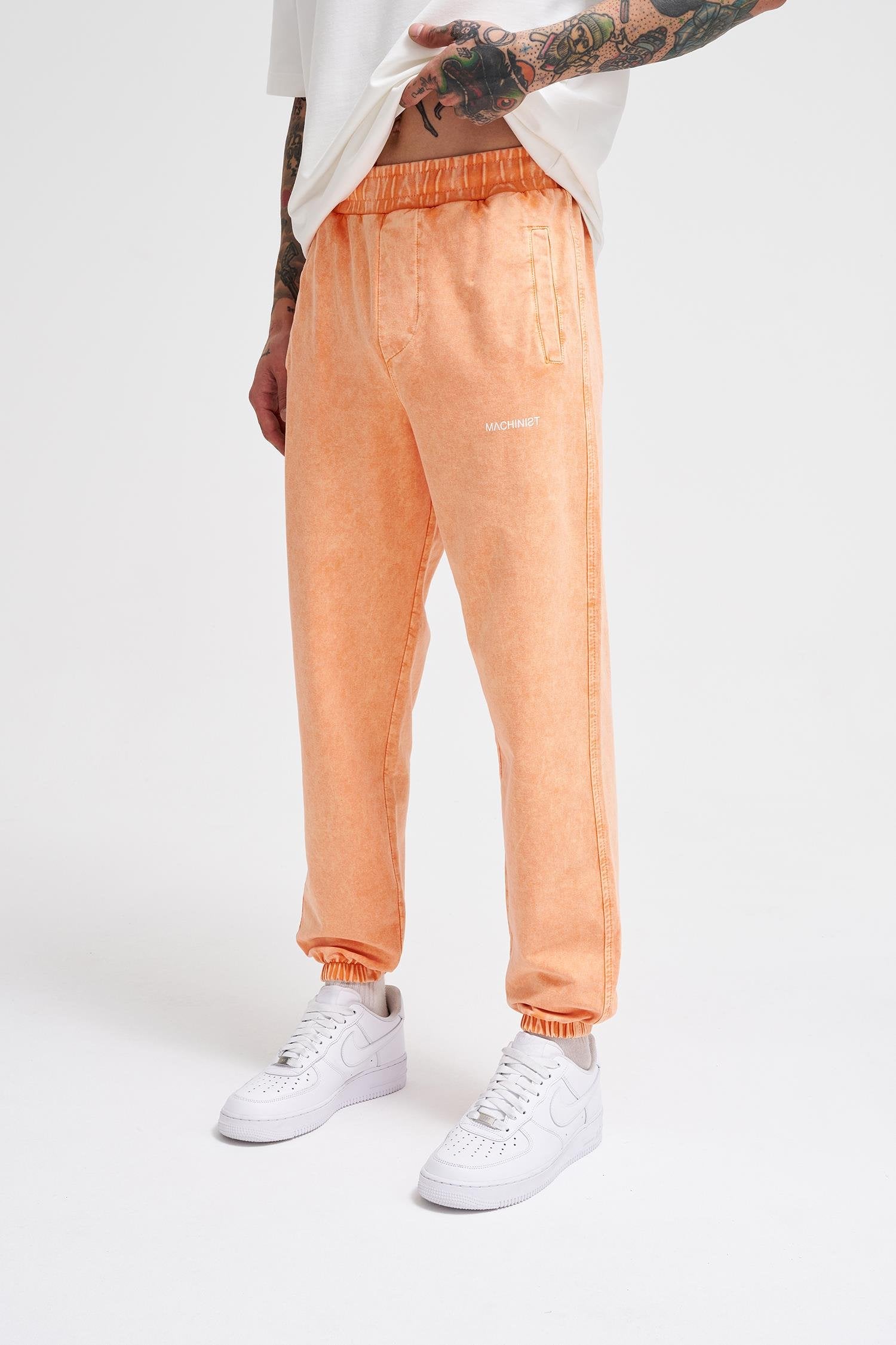 Erkek Luxury Basic Yıkamalı Jogger Eşofman Altı Turuncu Efektli