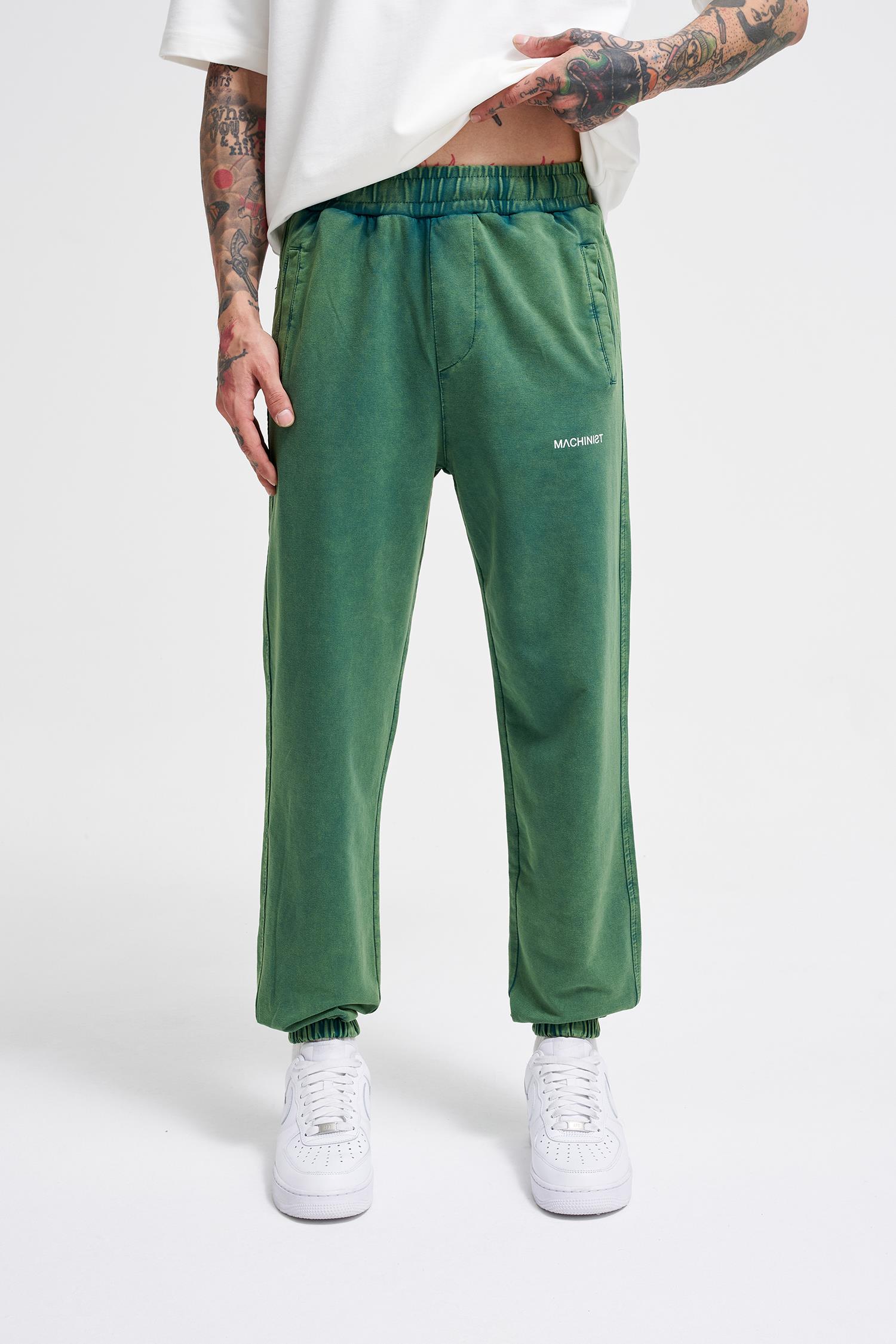 Erkek Luxury Basic Yıkamalı Jogger Eşofman Altı Yağ Yeşili