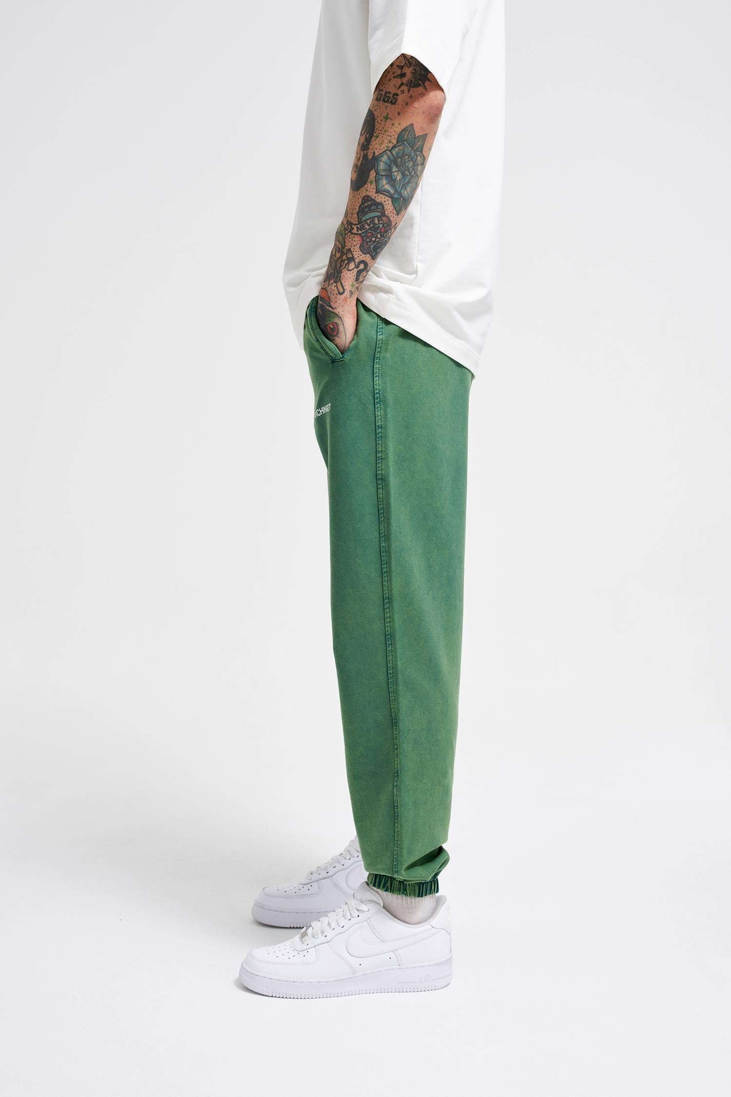 Erkek Luxury Basic Yıkamalı Jogger Eşofman Altı Yağ Yeşili