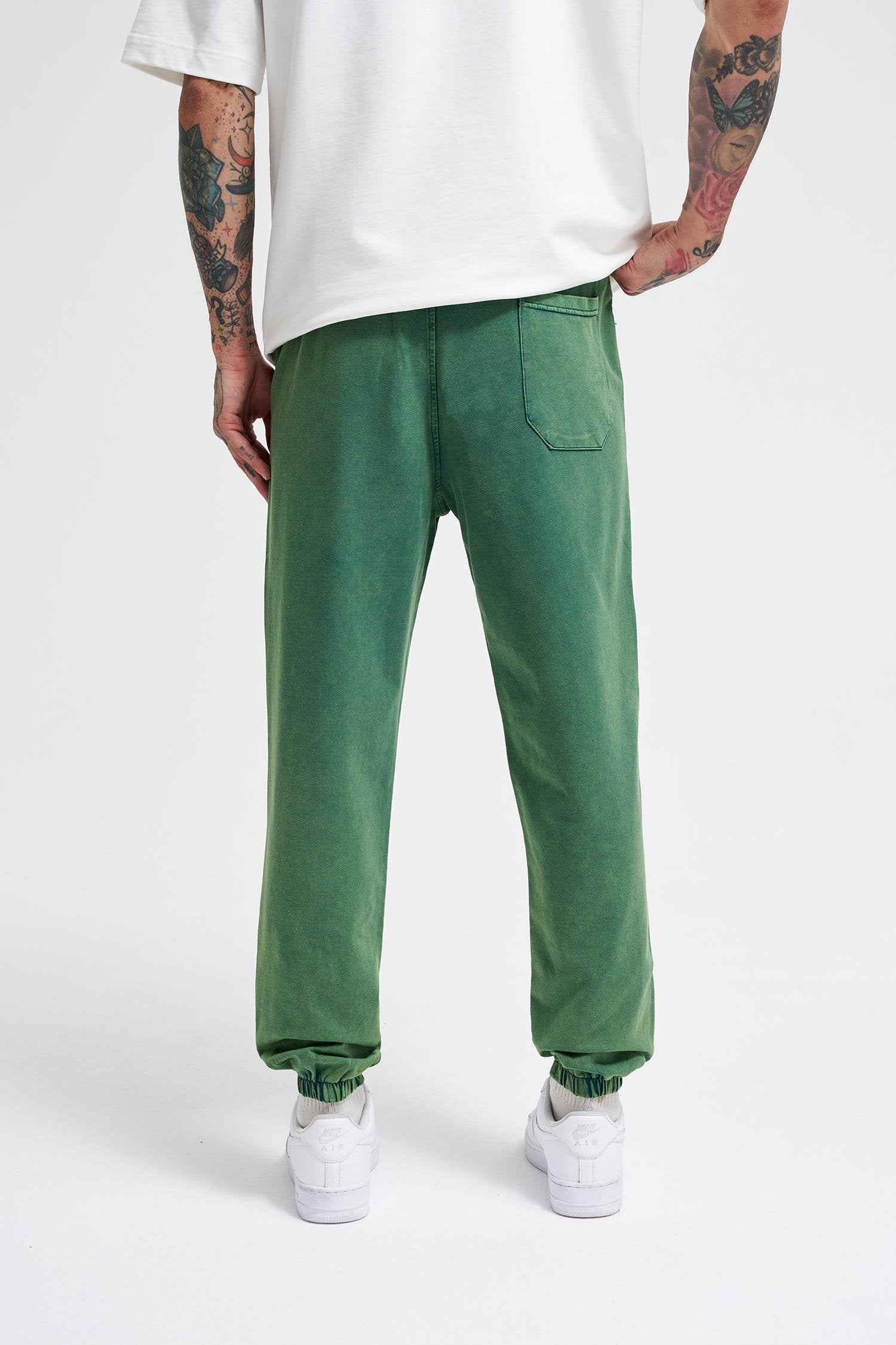Erkek Luxury Basic Yıkamalı Jogger Eşofman Altı Yağ Yeşili