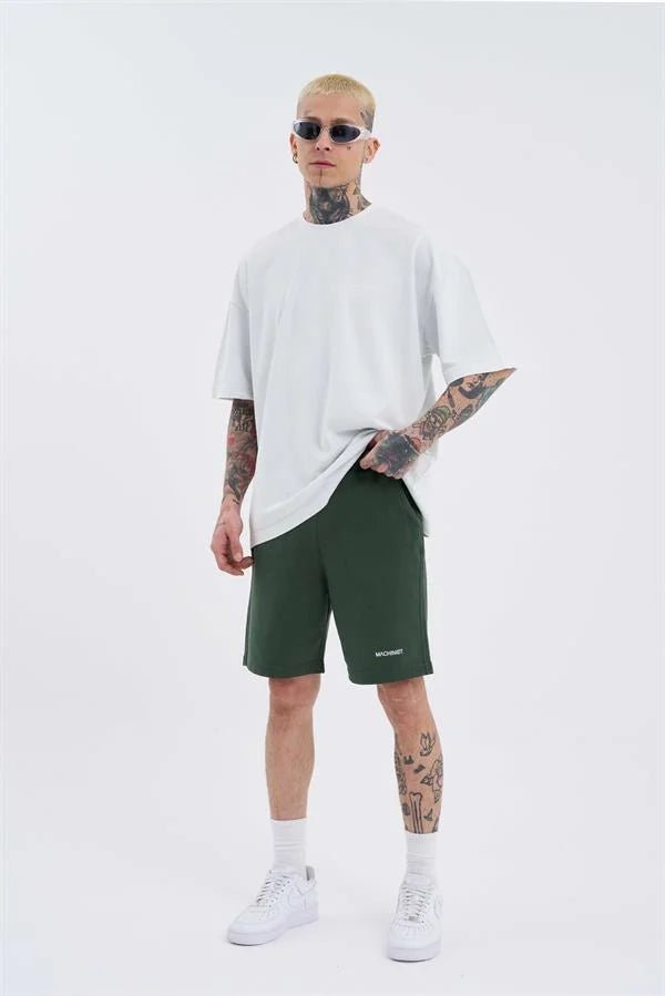 Erkek Luxury Basic Yıkamalı Relaxed Şort Haki