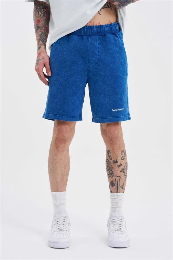 Erkek Luxury Basic Yıkamalı Relaxed Şort Indigo Efektli