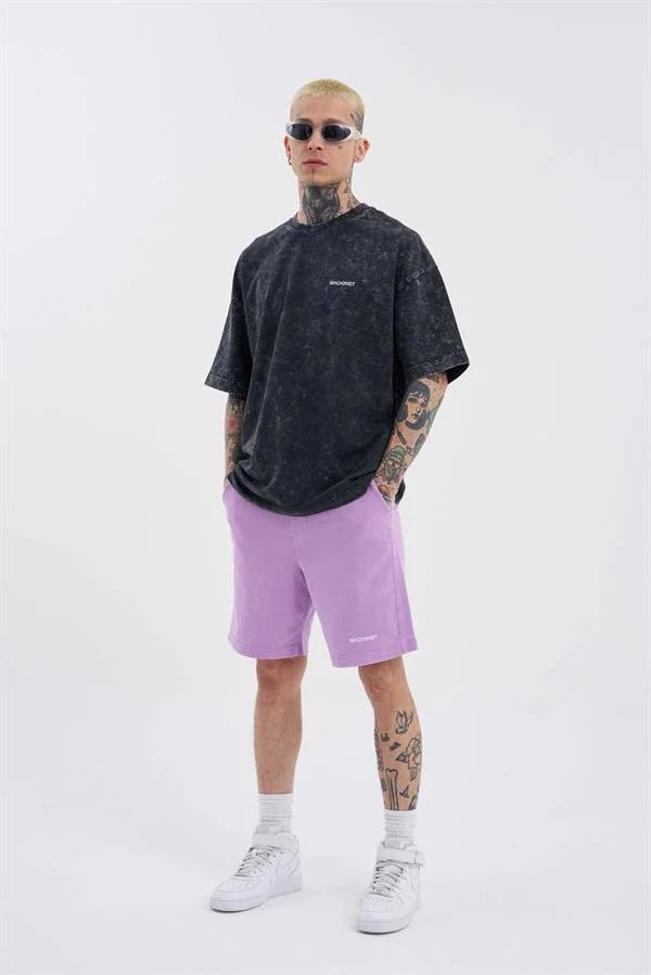 Erkek Luxury Basic Yıkamalı Relaxed Şort Mor