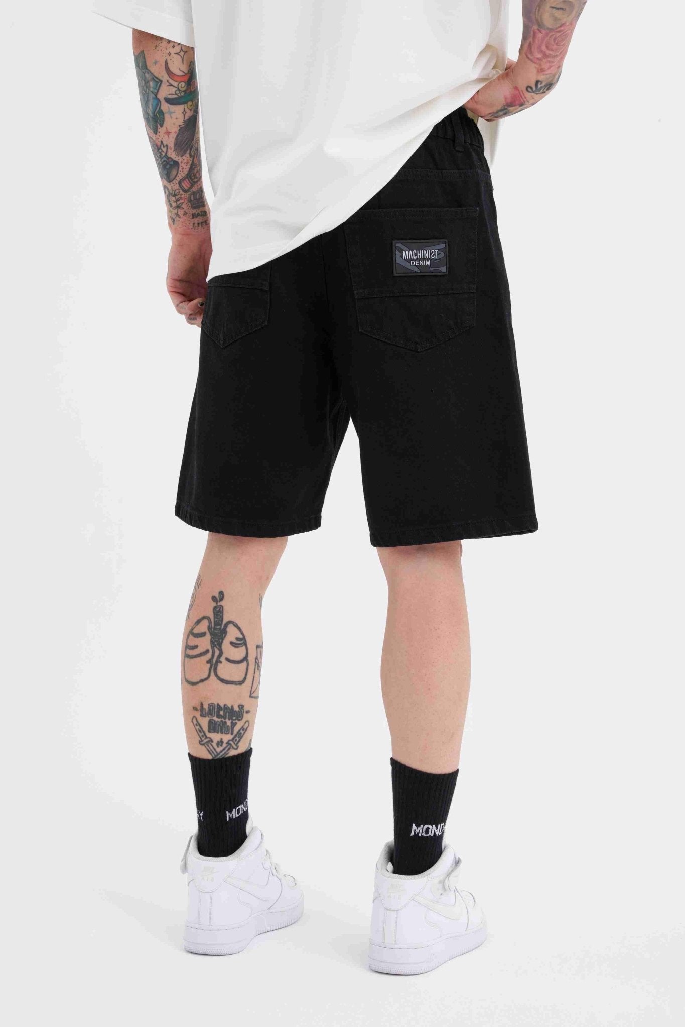 Erkek M Logo Jean Short Siyah