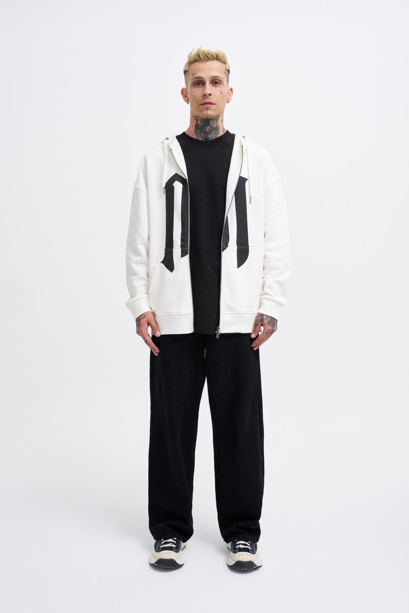 Erkek M Logo Zip Jacket Ekru