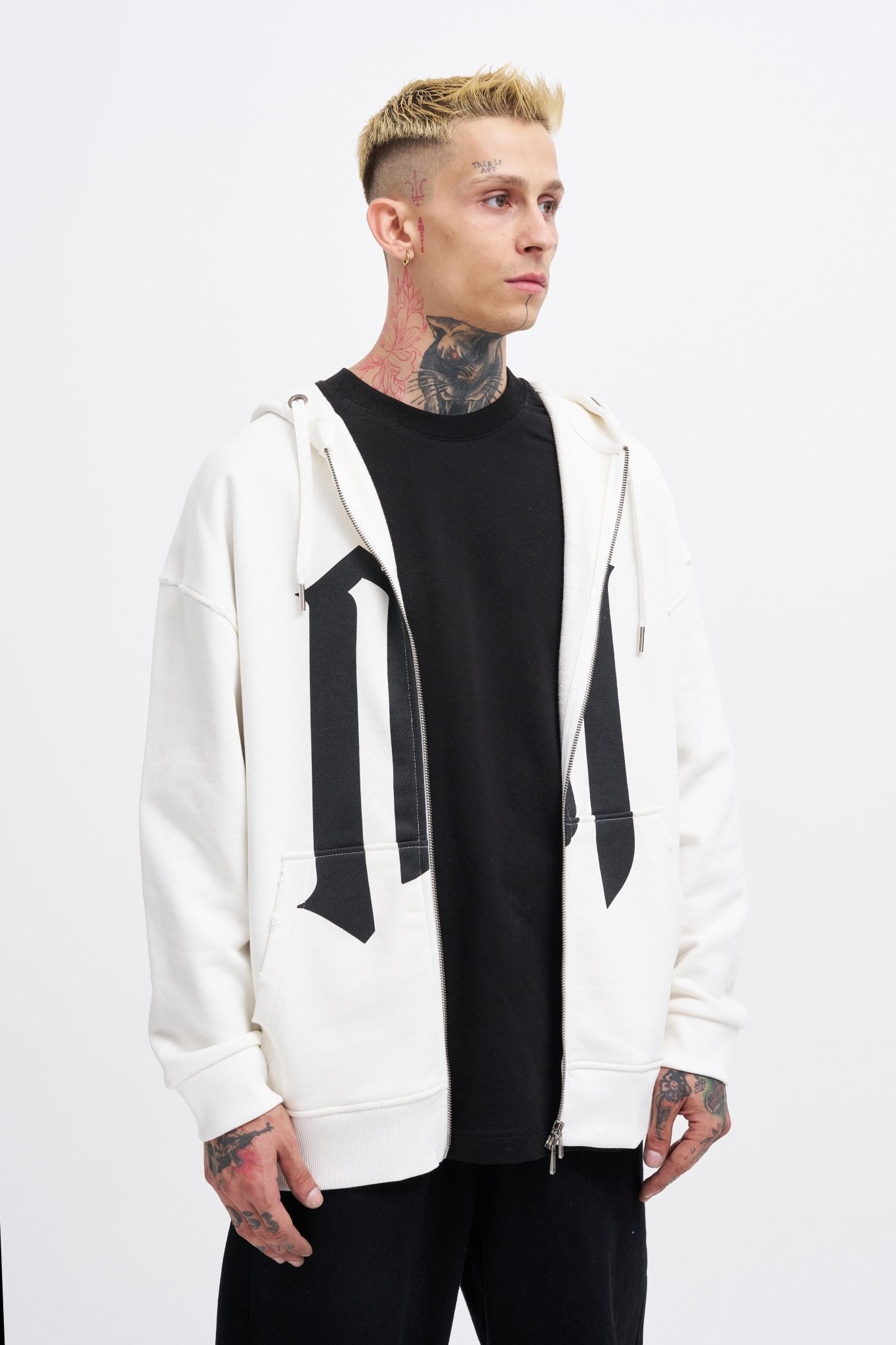 Erkek M Logo Zip Jacket Ekru