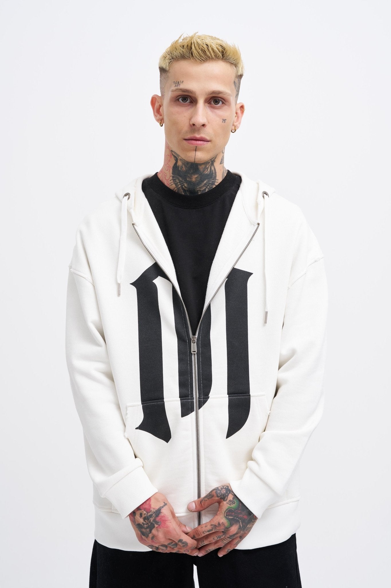 Erkek M Logo Zip Jacket Ekru