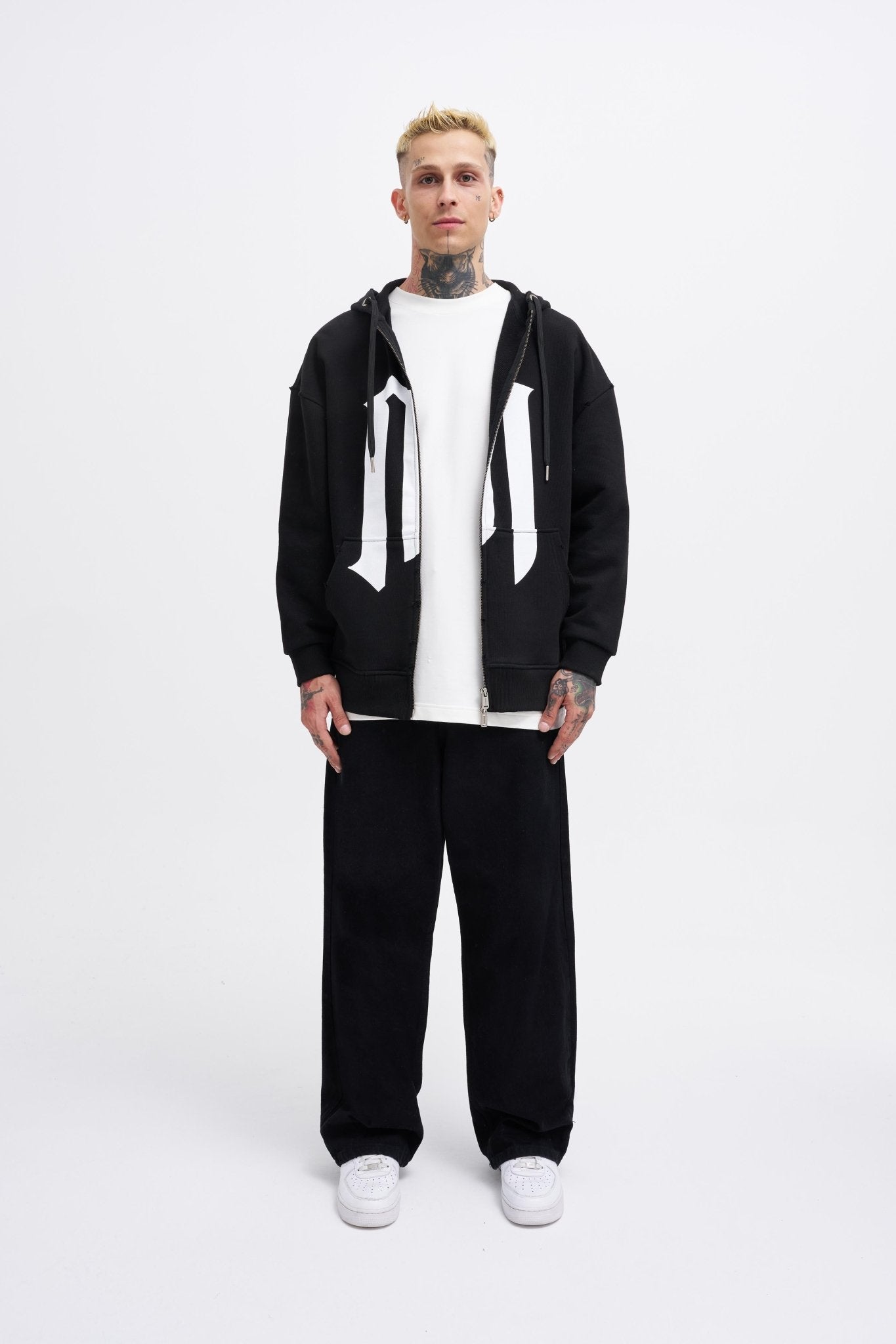 Erkek M Logo Zip Jacket Siyah