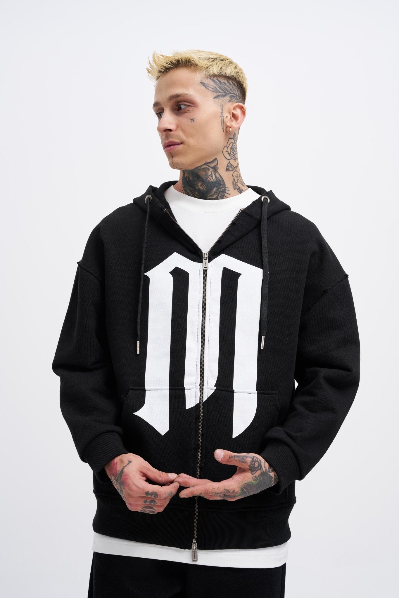 Erkek M Logo Zip Jacket Siyah